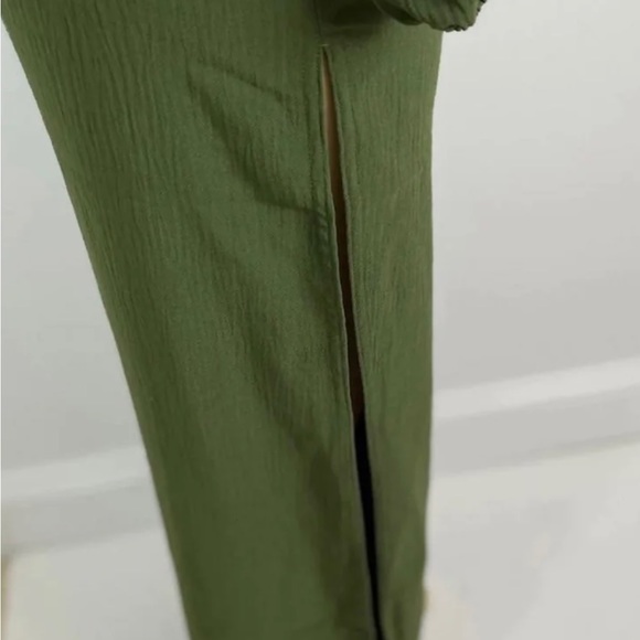 COPY - Two Piece High Slit Pants and Long Sleeve Off Shoulder Tie Front Crop T… - Picture 13 of 14